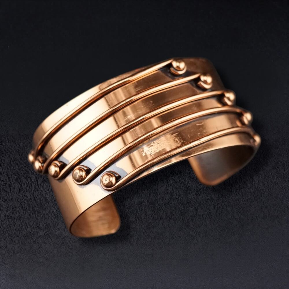 Vintage‎ Renoir Streamline Modernist Copper Cuff Bracelet Wide Wire Wrap 6 6.5